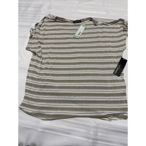 Colette Womens Striped Short Sleeve Knit Top Off White W286-SMO Size S NWT
